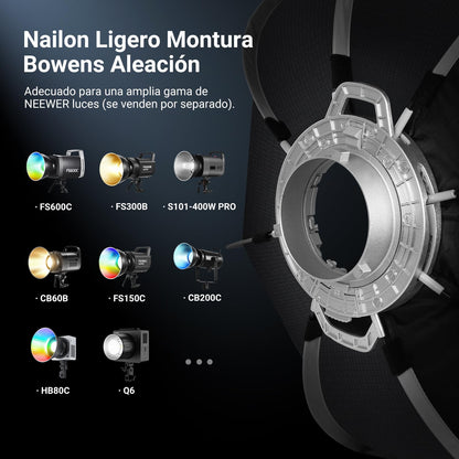 NEEWER 90cm Softbox Octagonal, Softbox de Montaje Bowens de Liberación Rápida con Rejilla de Panal, Difusor de Luz, para RGB CB60 CB60B CB200B MS60B MS60C MS150B S101-300W/400W Pro Vision 4 Q4, NS35P