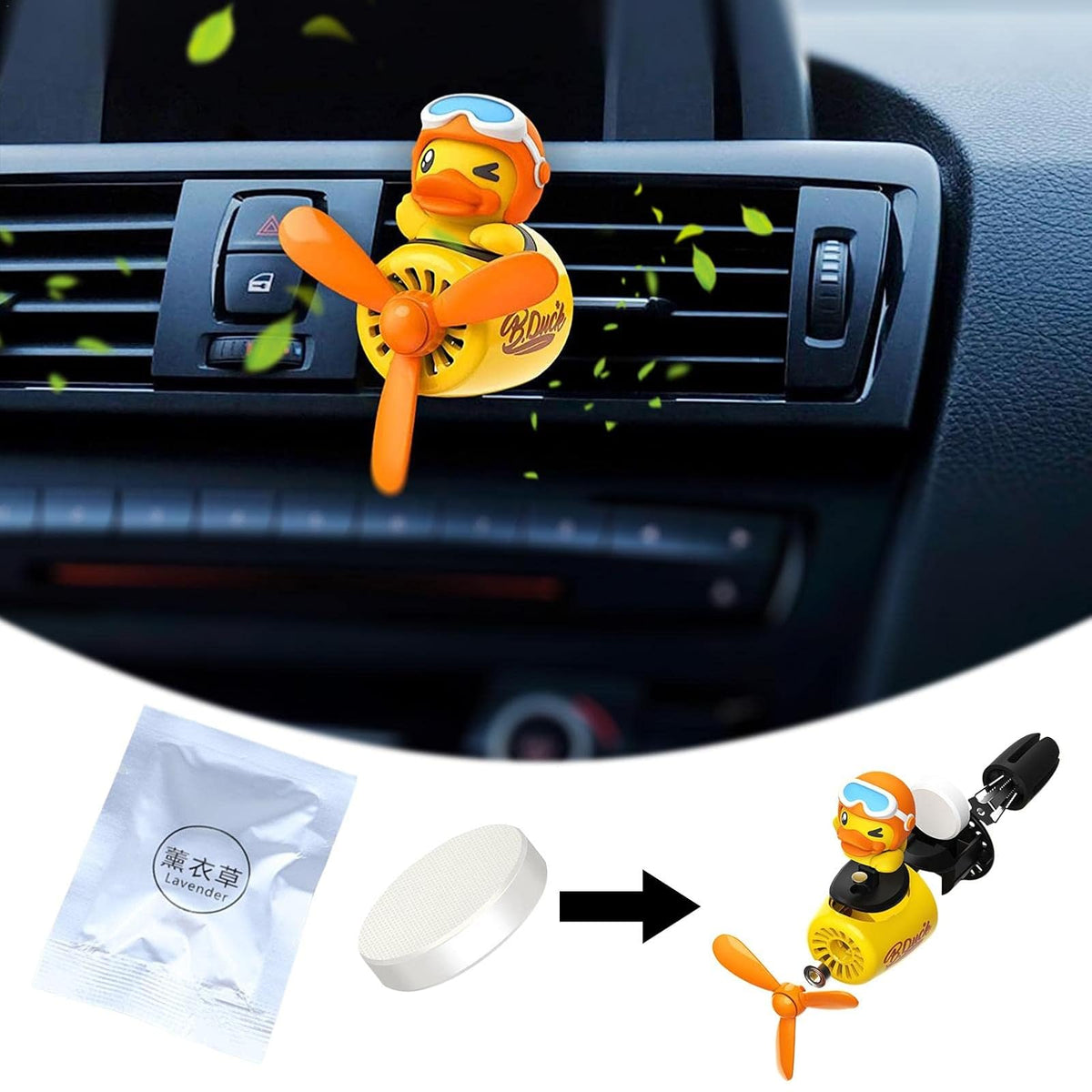 Uwariloy 12 recambios ambientador para Automóvil, Almohadillas Repuesto para Clip ventilación Automóvil, Pastillas Repuesto para ambientador Fragancia sólida, Aromas Lavanda/limón