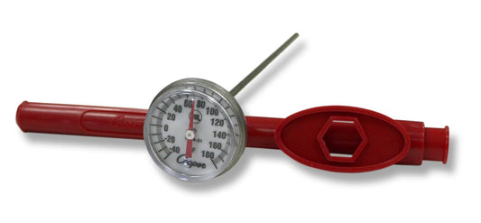 Cooper-Atkins 1246-01-1 Termómetro de prueba de bolsillo bimetálico con funda de ajuste, certificado NSF, rango de temperatura de -40/180 °F