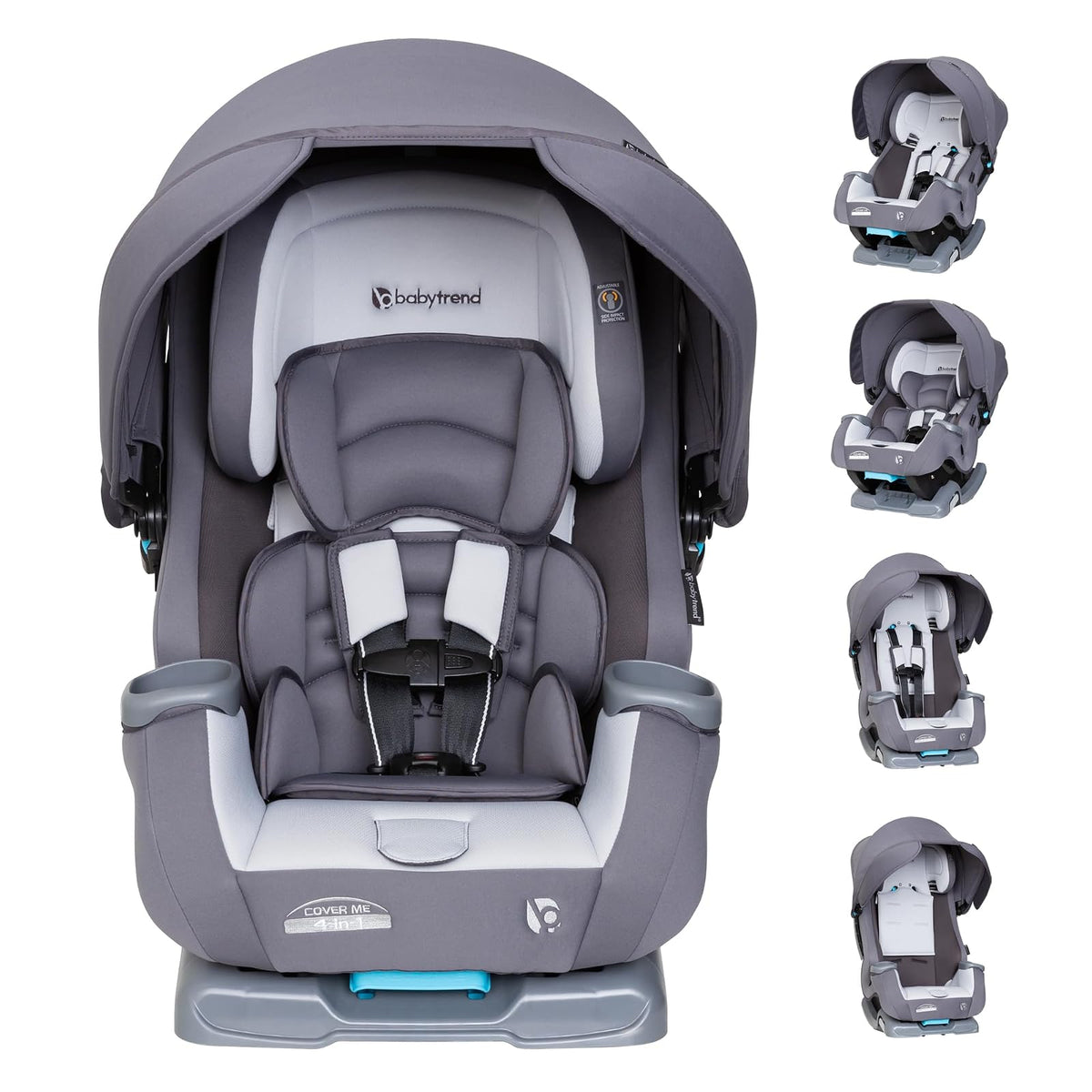 Baby Trend Cover Me Asiento Convertible de Automóvil 4 en 1 de 1.8 a 45.4 kg, Toldo Ajustable Integrado con Protección Solar UPF 50+, Vespa