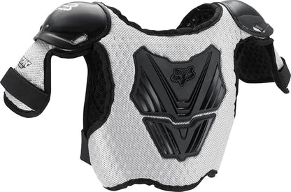 Fox Racing PeeWee Titan Youth Boys Roost Deflector MX/Off-Road/Dirt Bike Motorcycle Body Armor - Black/Silver / Medium/Large