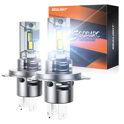 Sealight Bombillas LED H4/9003 50000 LM con Ventilador, Blanco, Plug and Play, Paquete de 2