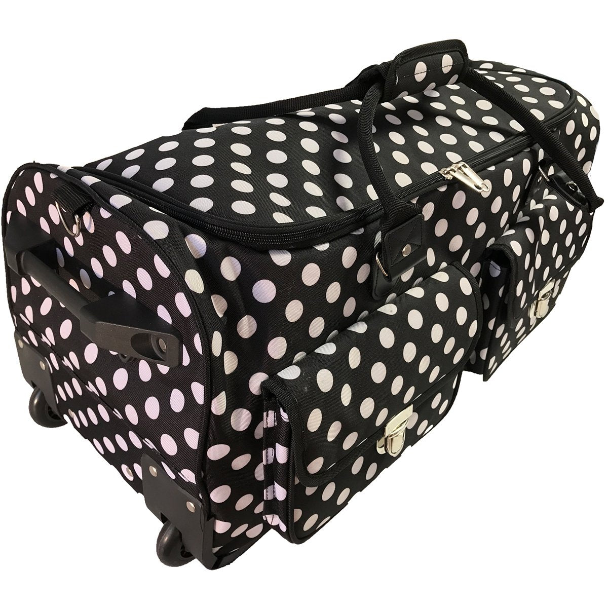 CGull Rolling Craft Bag 2.0 – Bolsa rodante y Organizador de Almacenamiento de álbumes de Recortes para máquinas y Suministros de Manualidades, Color Negro con Lunares Blancos