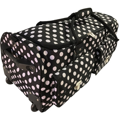 CGull Rolling Craft Bag 2.0 – Bolsa rodante y Organizador de Almacenamiento de álbumes de Recortes para máquinas y Suministros de Manualidades, Color Negro con Lunares Blancos