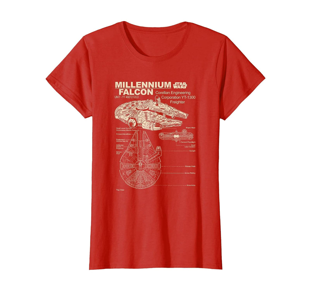 Star Wars Camiseta de Dibujo con Detalle de Halcón Milenario Camiseta para Hombre