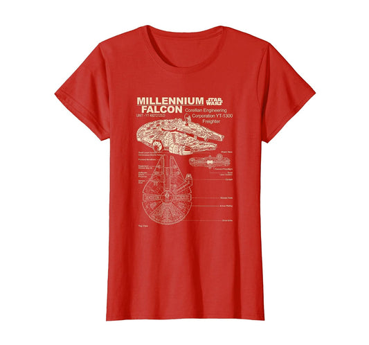 Star Wars Camiseta de Dibujo con Detalle de Halcón Milenario Camiseta para Hombre