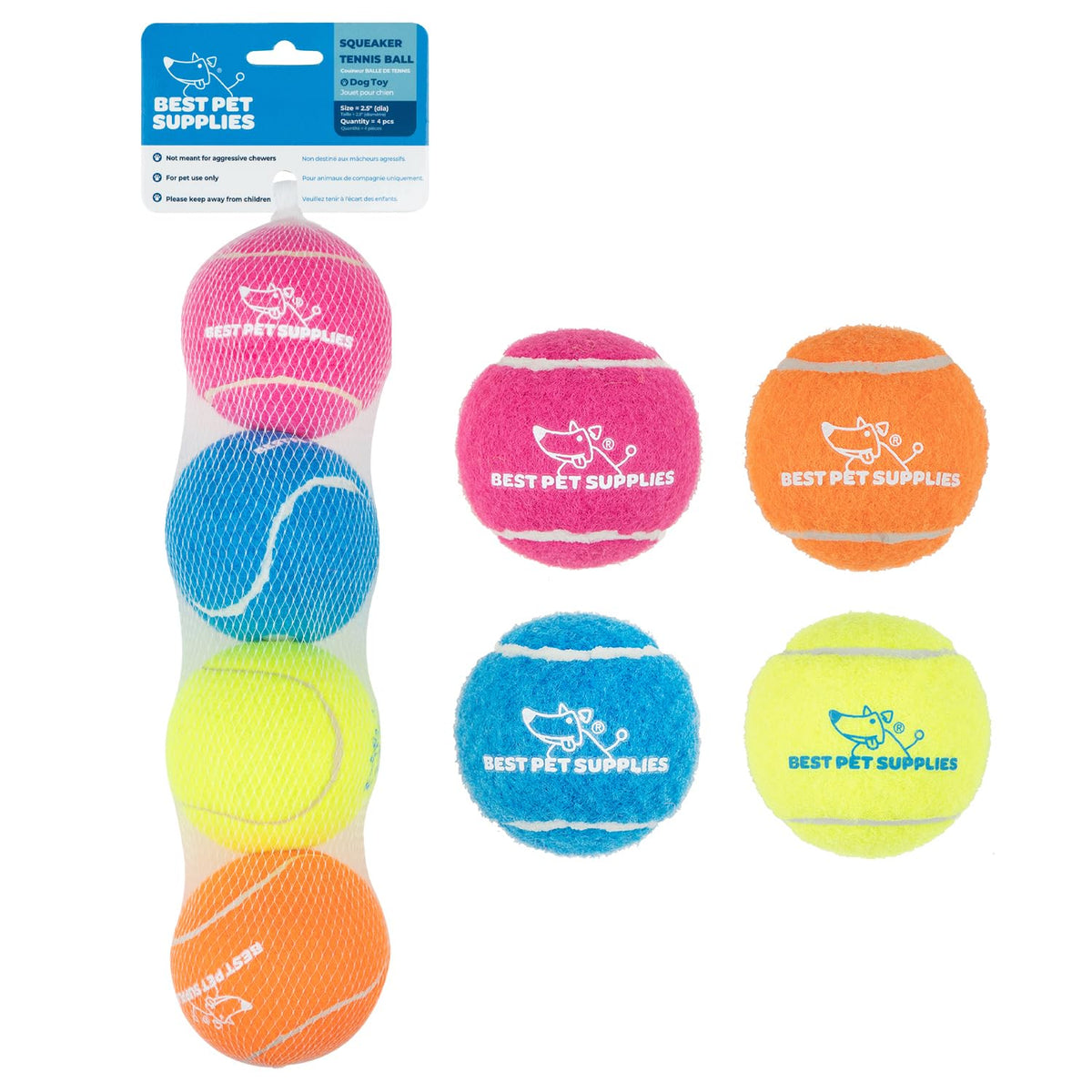 Best Pet Supplies Juguete de Piel Sin Relleno 2 en 1 para Perro - Color Variado - Medium (Pack of 4)