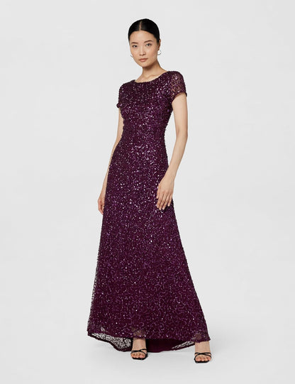 Adrianna Papell Vestido de Manga Corta con Lentejuelas. Vestido para Mujer