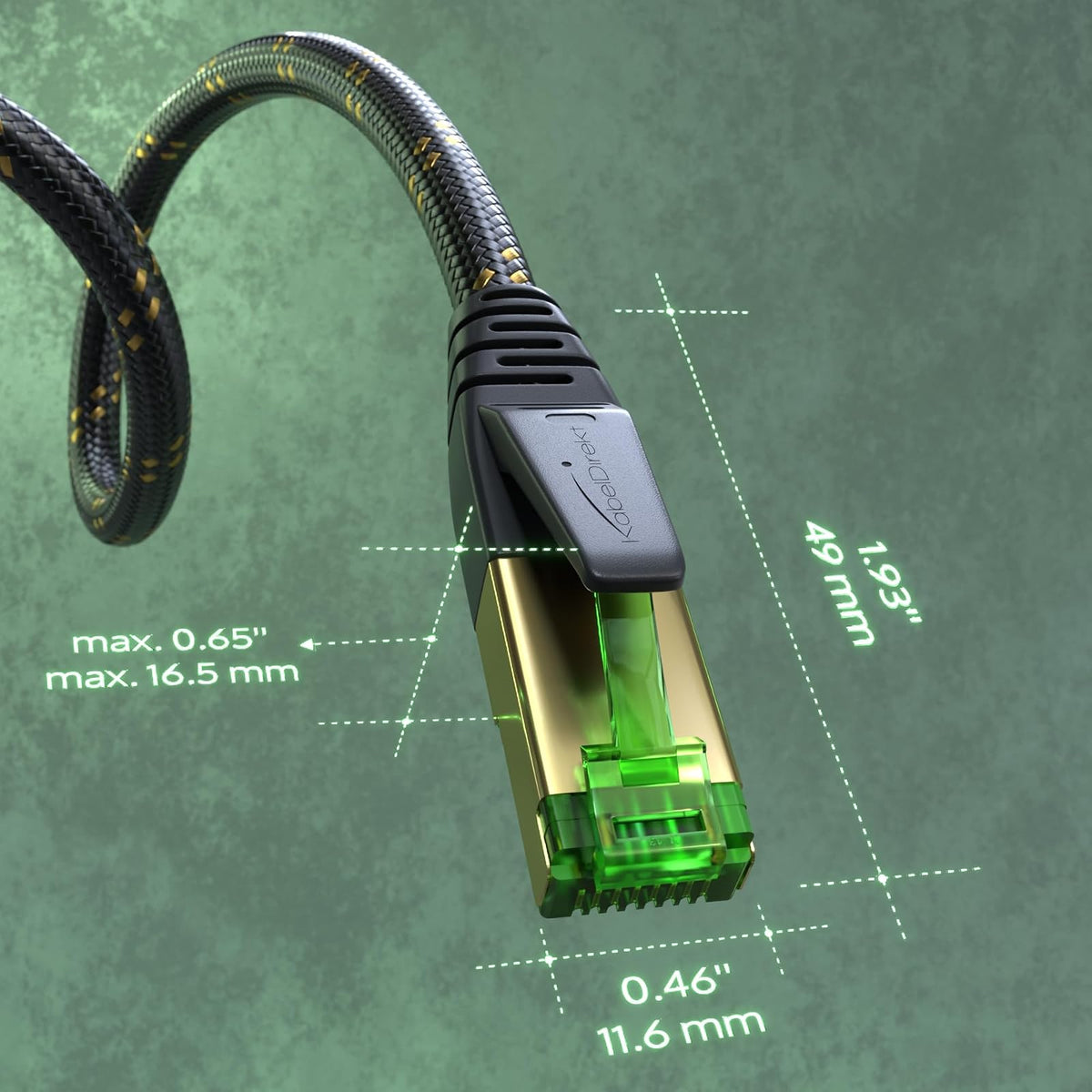 KabelDirekt – Cable Ethernet CAT7 10Gbit/s – 25ft/7.5m, nylon | 10Gbps para máxima velocidad de fibra óptica, RJ45, Gaming/XBO/PS5