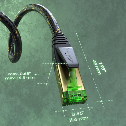 KabelDirekt – Cable Ethernet CAT7 10Gbit/s – 25ft/7.5m, nylon | 10Gbps para máxima velocidad de fibra óptica, RJ45, Gaming/XBO/PS5