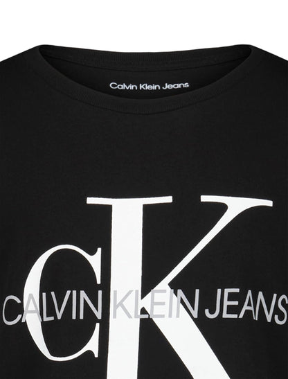 Calvin Klein - Playera de Manga Corta con Bolsillo y Cuello Redondo para niños, Suave, cómoda, Ajuste Relajado
