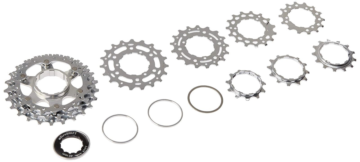MICROSHIFT Cassette de Piñones Ruta CS-G100 Acero 10P 11/25 Centos Araña de Aluminio Piñones Cromado