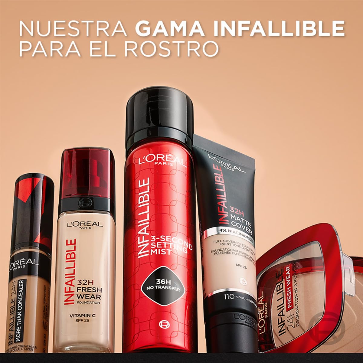 L'Oréal Paris Infallible 32H Freshwear Base de Maquillaje Líquida, Larga Duración y Alta Cobertura, Tono 020 Neutral, 30ml