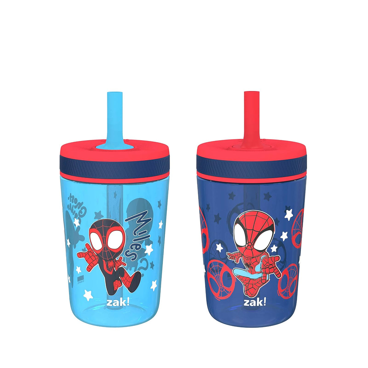 Zak Designs Marvel Spider-Man Kelso - Copas para niños pequeños para viajes o en casa, paquete de 2 tazas de plástico duraderas de 15 onzas con diseño a prueba de fugas que son perfectas para niños