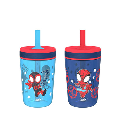 Zak Designs Marvel Spider-Man Kelso - Copas para niños pequeños para viajes o en casa, paquete de 2 tazas de plástico duraderas de 15 onzas con diseño a prueba de fugas que son perfectas para niños