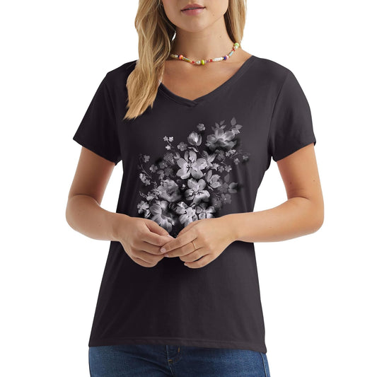 Hanes Playera de Manga Corta con Cuello en V. Camisa para Mujer