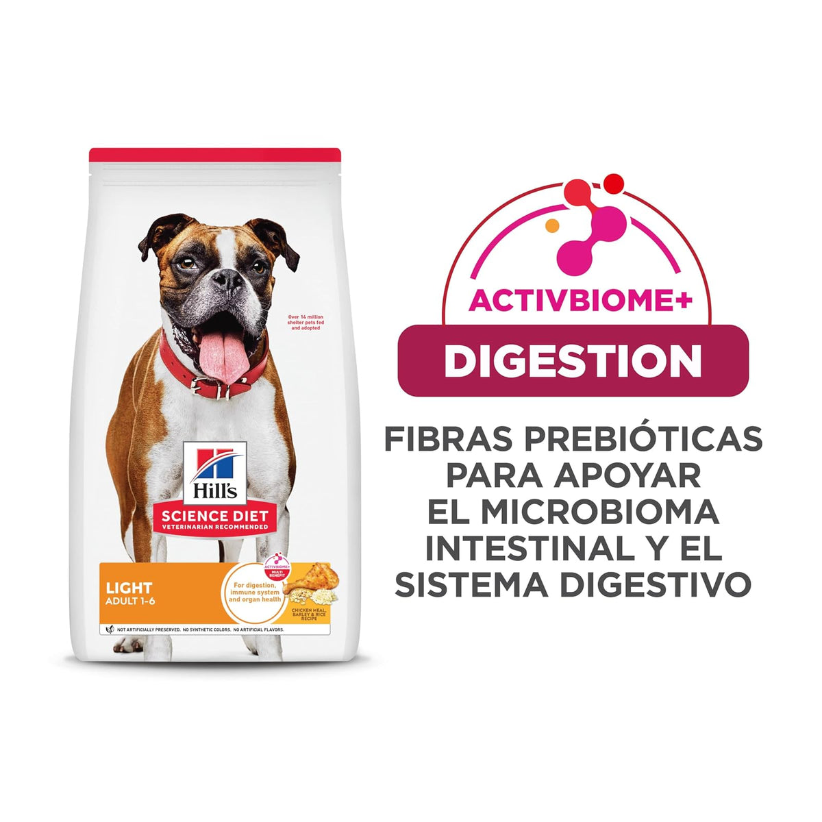 Hill's Science Diet Light Croquetas para Perro Adulto Sabor Pollo 13.6Kg | Croquetas Hill's para perro, pollo real, control de peso, músculos magros, fibras naturales de saciedad
