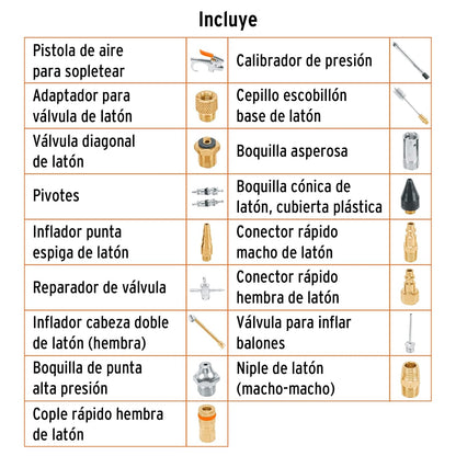 Truper JAN-18, Juego de 18 piezas para compresor de aire