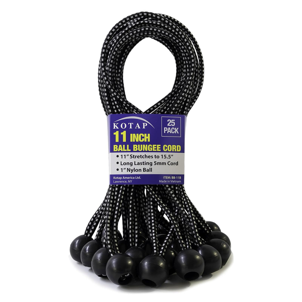 Kotap bb-11b bola bungee, 27.9 cm, Negro, 25 piezas