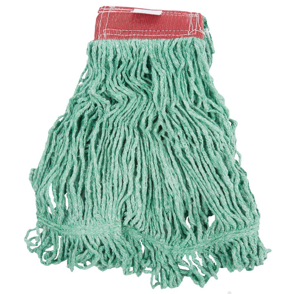 Rubbermaid Commercial Products Super Stitch - Mopa húmeda de mezcla grande de 24 onzas, diadema de 5 pulgadas, verde, para limpieza industrial/profesional de suelos duros, incluyendo madera