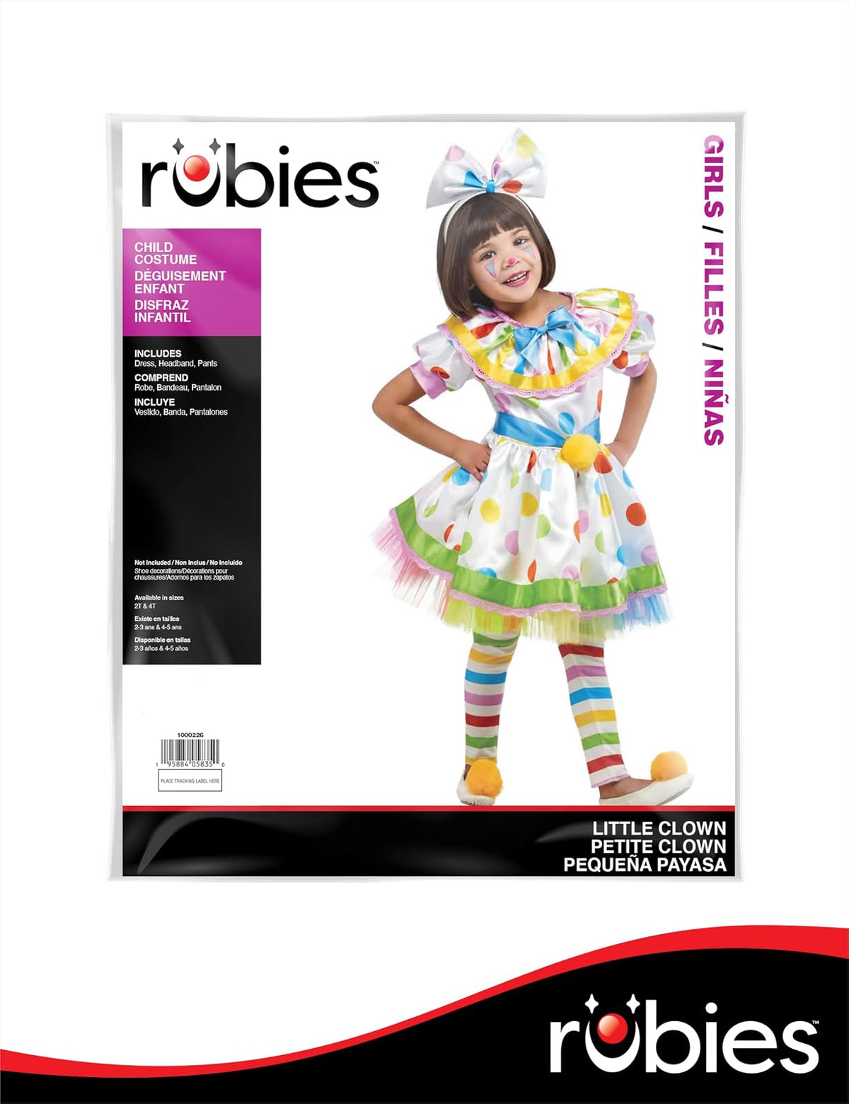 Rubie's - Vestido y pantalones para disfraz de payaso infantil para niña, talla 4T
