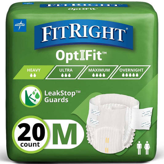 FitRight Extra+ - Pañales desechables para adultos para incontinencia, pañales a prueba de fugas, calzoncillos absorbentes para hombres y mujeres, máxima protección, medianos, 32-44 pulgadas, 20