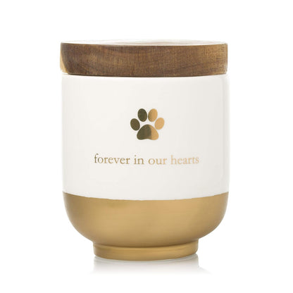 Pearhead Pet Ceramic Forever in Our Hearts Urna, Memorial para Mascotas, Dorado