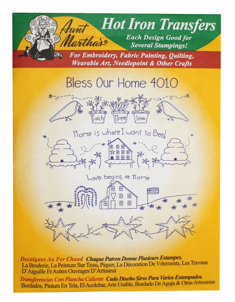 Aunt Martha's Iron On Transfer Patterns for Stitching, Embroidery or Fabric Painting, Patterns for Linens, Set of 5