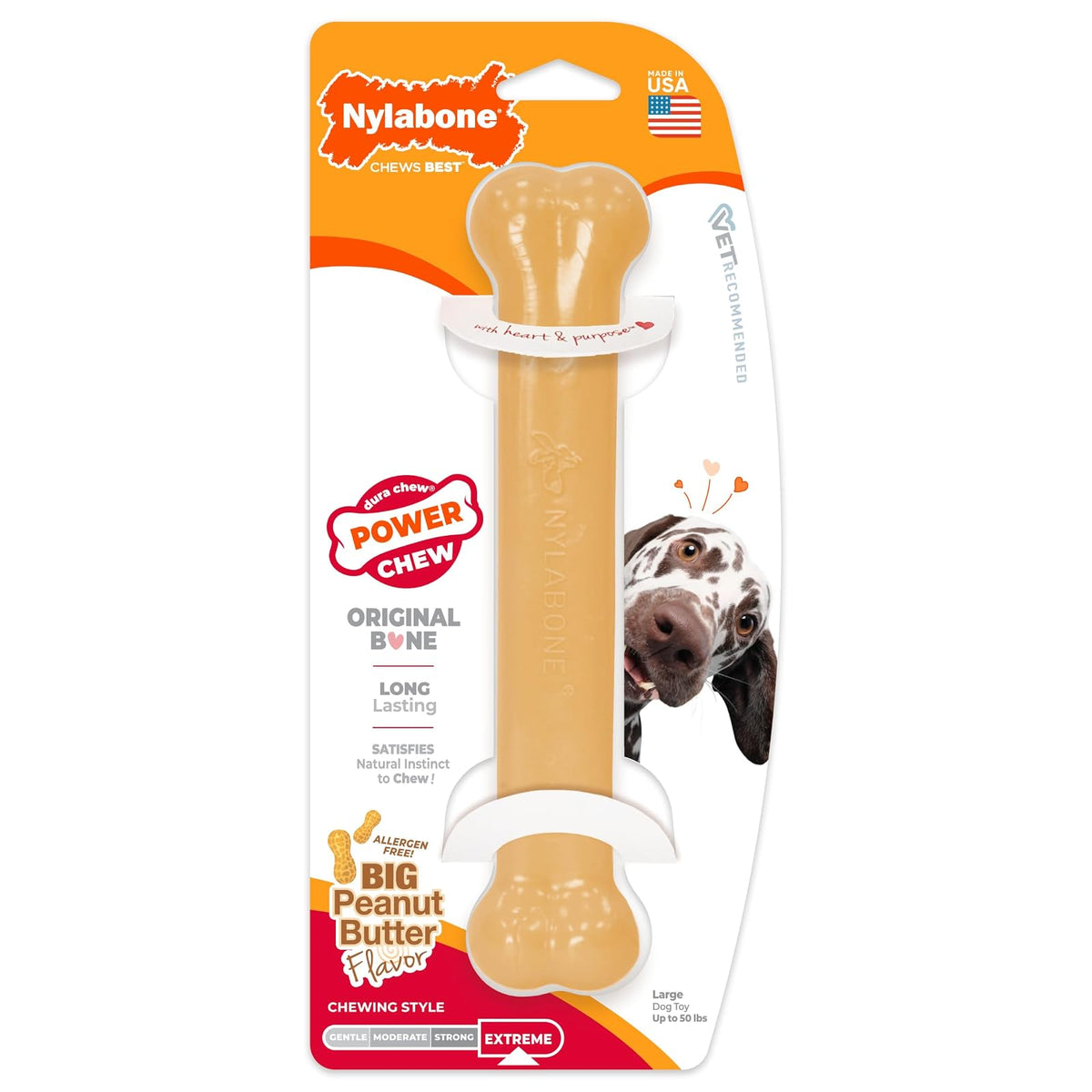 Nylabone Dura Chew Hueso Masticable para Cachorro, Sabor Pollo - mantequilla de cacahuate - Large - Giant (1 Count)