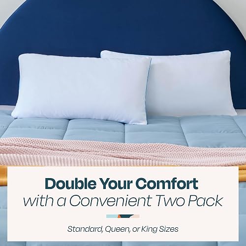 Linenspa - Almohadas 2 Pack Tamaño Queen - Memory Foam con Gel Refrescante en Trozos - Se Moldea a tu Gusto - Ideal para Dormir de Lado, Boca Arriba o Boca Abajo