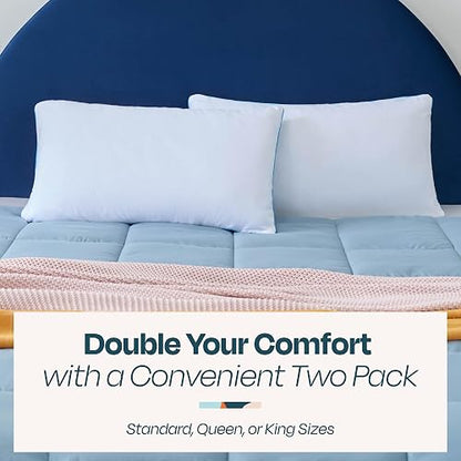 Linenspa - Almohadas 2 Pack Tamaño Queen - Memory Foam con Gel Refrescante en Trozos - Se Moldea a tu Gusto - Ideal para Dormir de Lado, Boca Arriba o Boca Abajo