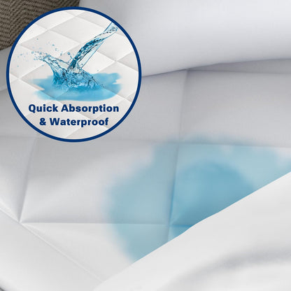 SLEEP PHILOSOPHY - Almohadilla de protección Impermeable para colchón con gestión de Humedad Scotchgard 3M, Microfibra hipoalergénica, elástica Completa, Blanco, tamaño matrimonial 54" x 72"