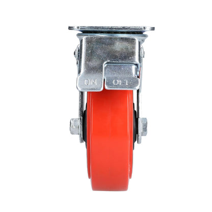 Surtek RR15B Rodaja de poliuretano rojo giratoria con freno 6"