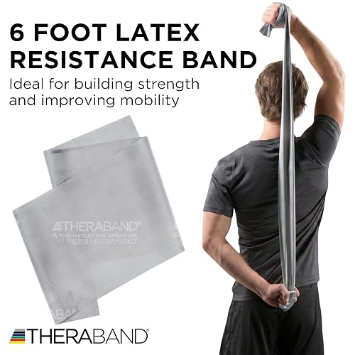 THERABAND Bandas de Resistencia de Látex Profesionales, Banda Elástica Individual de 6 Pies como Equipo de Ejercicio, Fisioterapia, Pilates, Entrenamientos en Casa, 6 Pies, Múltiples Colores y Niveles