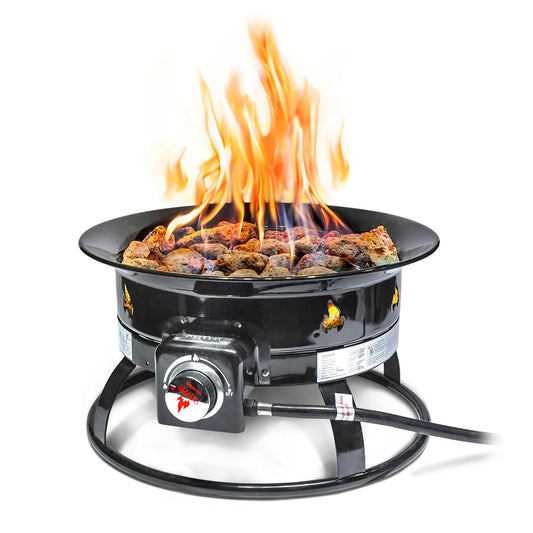 Outland Living Chimenea portátil de propano, 19 Pulgadas, 58.000 BTU sin Humo | Perfecto para Camping, Patio, Patio Trasero, Cubierta, Caravana, Negro estándar 823