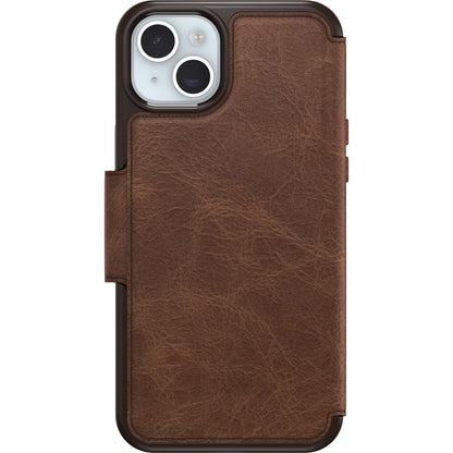 OtterBox - Funda Tipo portafolios para iPhone 15 Plus y iPhone 14 Plus Strada - Espresso (café), Soporte para Tarjetas, se Ajusta a MagSafe, Piel auténtica, Bolsillo y Funda Tipo Folio