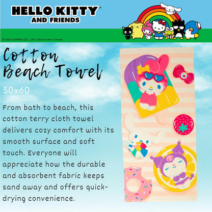 Franco Collectibles My Melody - Toalla de baño de algodón súper Suave, 60 x 30 Pulgadas, (Producto con Licencia Oficial)