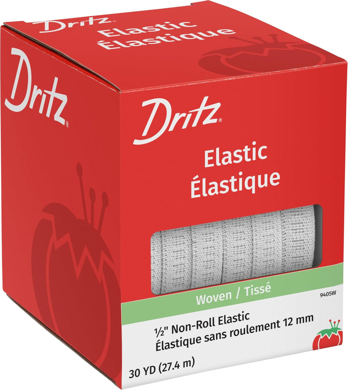 Dritz 9405W Tejido elástico, Blanco, 1/2 Pulgadas por 30 Yardas
