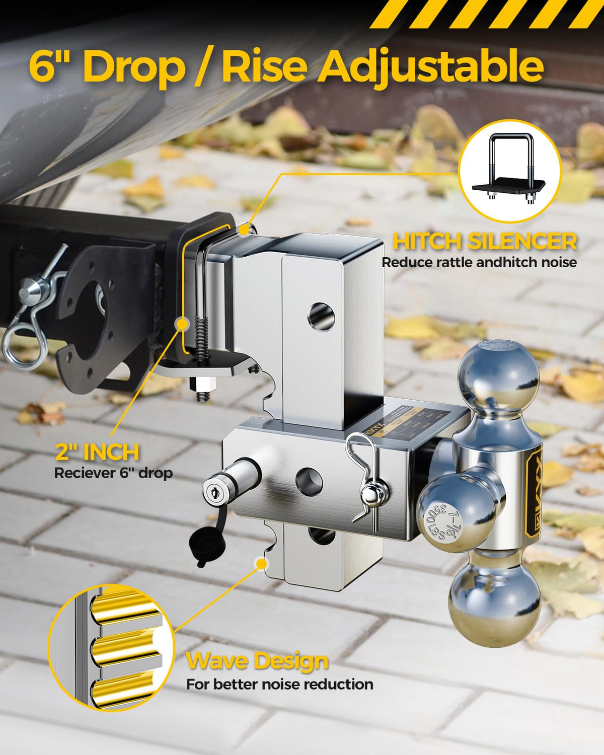 KYX Enganche de Remolque Ajustable de Aluminio 2 Pulgadas 12000 Libras