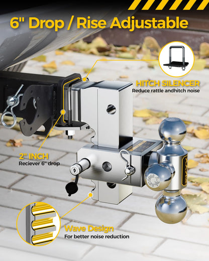 KYX Enganche de Remolque Ajustable de Aluminio 2 Pulgadas 12000 Libras