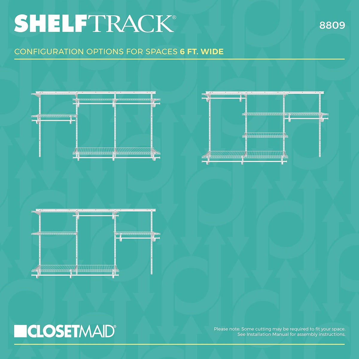 ClosetMaid ShelfTrack - Organizador de clóset Ajustable, Blanco, 5 to 8 Feet, 1