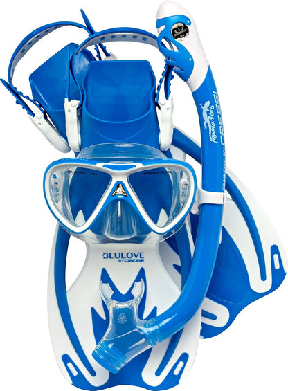 Cressi Kit de Esnórquel Juvenil Rocks - L - XL | US Youth 1 - 6 | EU 32 - 38 - Azul - Blanco