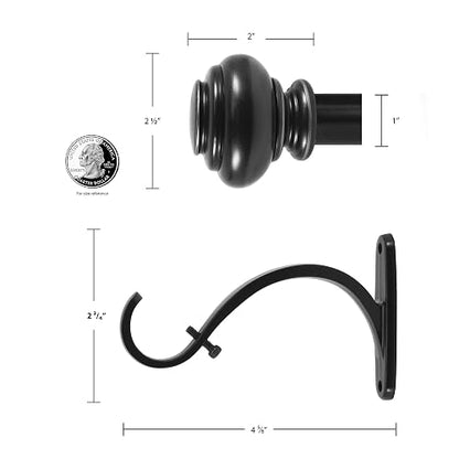 Decopolitan - Juego de Varillas de Tratamiento para urna de Ventana, 2.54 cm, Contemporáneo, Gris (Antique Silver), 72-144-Inch, 1