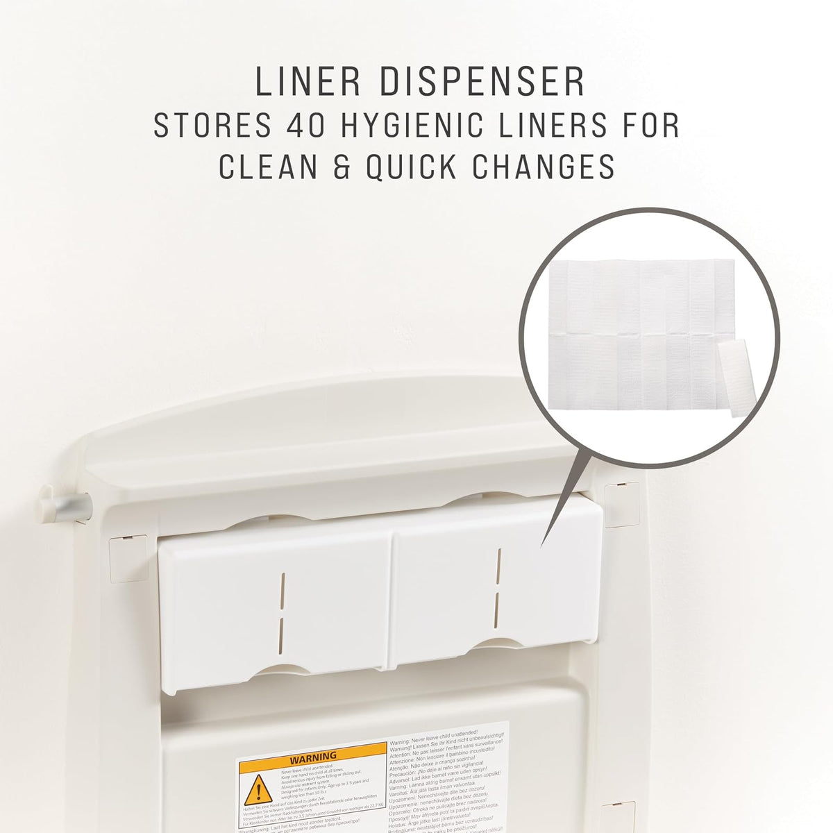 Rubbermaid Commercial Products – Cambiador para Bebé Horizontal con Protección Antimicrobiana, Estación de Polipropileno Plegable para Baños Públicos, Beige FG781888LPLAT