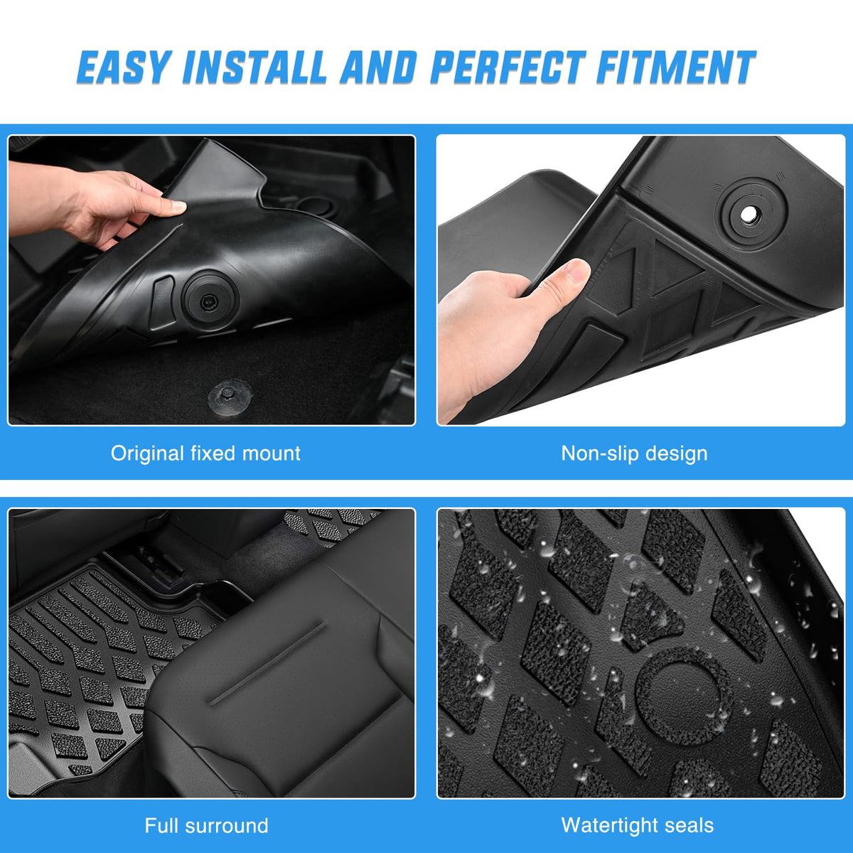 Nilight TPE Alfombrillas para Chevy Traverse GMC Acadia 7 Asientos 2024 | Buick Enclave 7 asientos 2025 2026 para todo tipo de clima, revestimiento de piso resistente