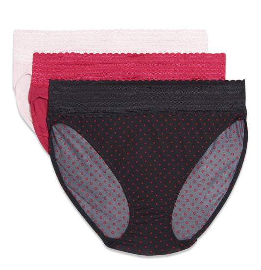Warner's - Bragas deportivas con encaje de microfibra corte alto, paquete de 3 unidades para mujeres