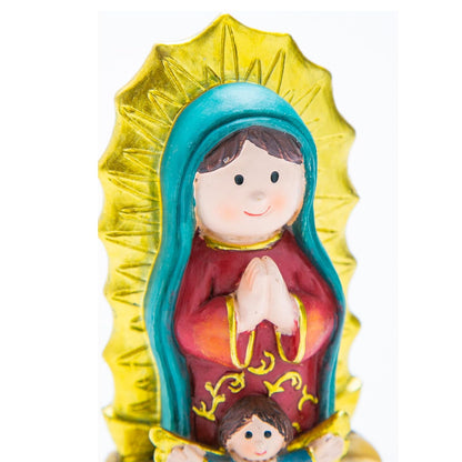 Running Nacimiento Navideño Infantil | Virgen de Guadalupe | Decoración de Navidad | Hecho de Poliresina | Tamaño 17 cm