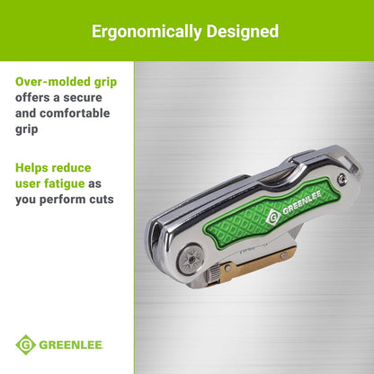 GREENLEE - Navaja Plegable, Mango de Acero Inoxidable, Función de Bloqueo, Herramientas Manuales, Uso Profesional