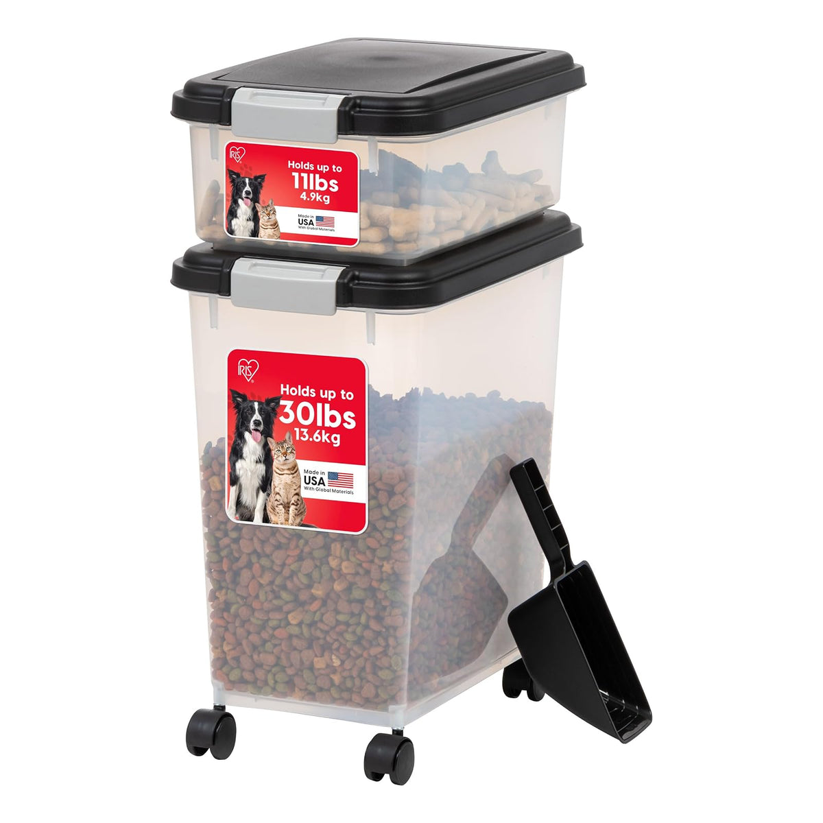 IRIS USA Combo de Recipientes Herméticos para Alimento de Mascota - Black