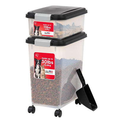 IRIS USA Combo de Recipientes Herméticos para Alimento de Mascota - Black